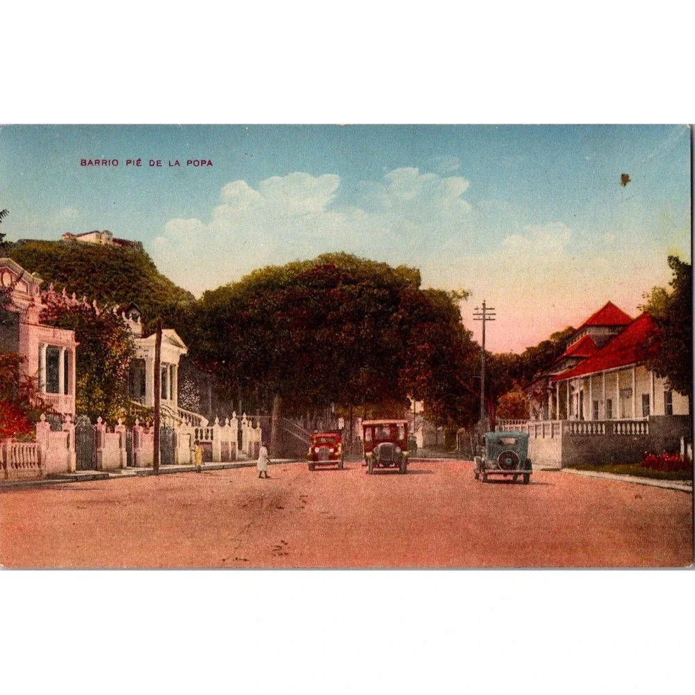 Vintage‎ Barrio Pie de la Popa Postcard Cartagena Colombia Colorized